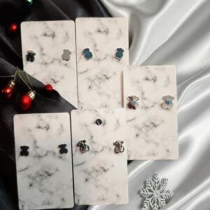 Elegant Silver and Black Bear Earrings